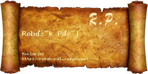 Rebák Pál névjegykártya
